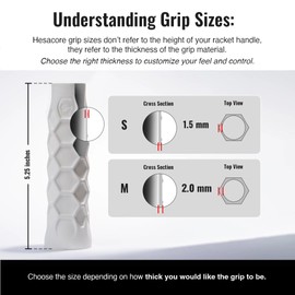 Hesacore Pickleball Paddle Grip - 5.25" - Regular Feel - Comfortable for Tennis Elbow, Increased Grip Strength, Less Vibrations, Finger Support, Helps Sweaty Hands - Size Small