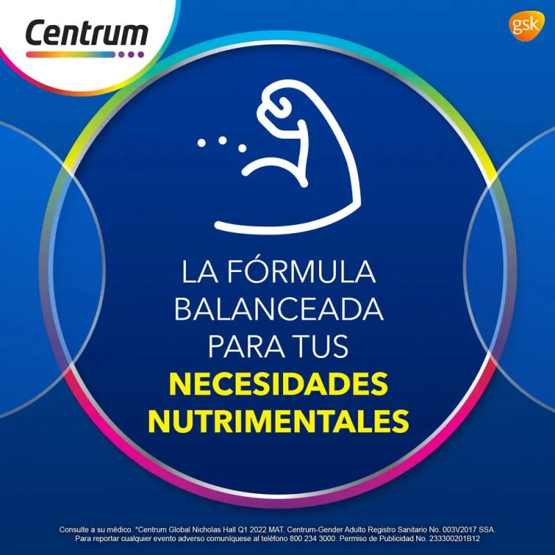 Centrum Gender +50 Hombre Multivitamínico con Vitamina B, Vitamina C,