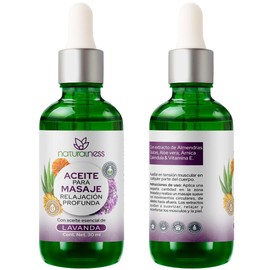Naturalness - Aceite Relajante para Masaje Relajación Profunda 30 ml – Aceite Corporal con Almendra, Árnica, Caléndula y Aloe Vera, con Vitamina E y Aceite Esencial de Lavanda – Aromaterapia Antiestrés