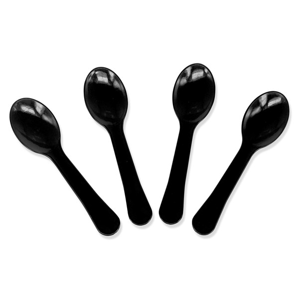 Gmark 100pc 3-Inch Taster Spoons Plastic Mini Spoons Black Clear Best for Chocolate Coffee flavor Ice Cream Spoons Dessert Spoons Black 1 Box Set GM1002H