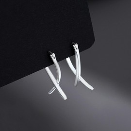 Zestjewel 1pair 925 Sterling Silver X Hoop Earrings for Women Teen Minimalist Hoop Earrings Huggie (Silver)