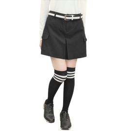 Delsol 7630 BK 4L Pleated Stretch Culotte, Black, Large Size, Delsol Golf Wear, Women's, Black Culottes, Black