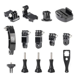 HSU Grab Bag Basic Camera Mount Kit for GoPro, Quick Release Buckle Mount, Extension Arms, Tripod Mount, 1/4 inch Camera Adapter and Thumbscrews（14-IN-1）