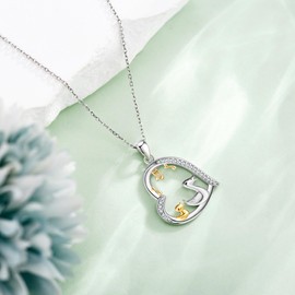 AXOMY Duck Necklace 925 Sterling Silver Duck Pendant Music Note Necklace Duck Jewelry for Women Duck Lovers Gifts