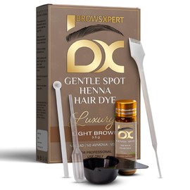 BROWSXPERT Gentle Spot Henna Hair Dye With Mixing Dish, Exclusive Stir and Brush + Follow Instructions | 3.5g | Light Brown