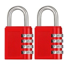 ZHEGE Combination Lock 2 Pack, Gym Lock, 4 Digit Combination Padlock for Outdoor, Fence, School Locker (Red)