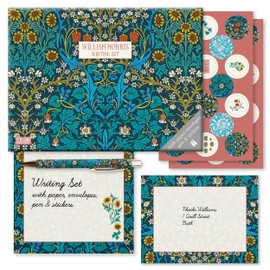 TGSC | William Morris - Blackthorn Gifted Stationery Letter Writing Sets | Ballpoint Pen with 32 x A5 Letter Paper Sheets & 16 x Envelopes | Writing Paper & envelopes with 2 Sheets of Letter Seals