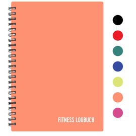 Fitness Log Book Plastic Cover Peach - Undated Workout Diary - A5 Size Thick Paper Strong Binding - Stylish and Minimalist Training Diary
