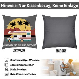 trabag Motorhome Gift for Camper, Camping Cushion 45 x 45 cm, Funny Camping Gifts, Camping Decoration, Square Cushion Camper Gifts, Camping Accessories