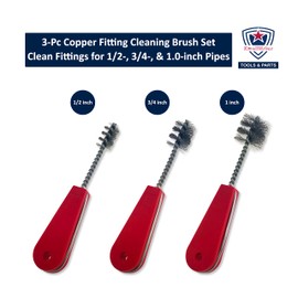 Copper Pipe Cleaner, Copper Pipe Fitting Brush, Cleans Inside of Fittings for Copper Pipe Soldering, 3-pc Set: ½ in, ¾ in, and 1.0 inch, Copper Pipe Cleaning Brush, Kwalitistar