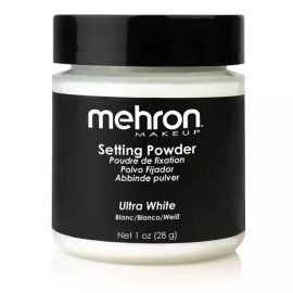 Mehron Makeup Setting Powder | Loose Powder Makeup. 1 oz (28 g) (Ultra White)
