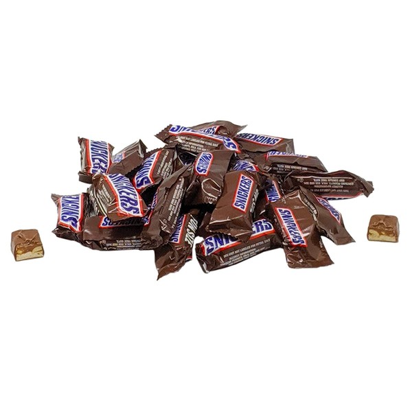 Snickers Fun Size Chocolate Caramel Candy Bars - 2 LB Resealable Stand Up Bulk Candy Bag (approx. 50 pieces) - Bulk Filler Candy for Holidays and Parties