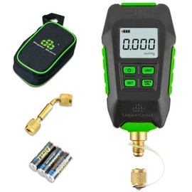Wisscool Digital Micron Vacuum Gauge 1/4" SAE, Digital Pressure Tester Meter HVAC, Alarm Notice, Temp Compensation, LCD Display, 4 Units