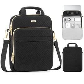 MoKo 13-14 in Puffer Laptop Sleeve Bag for 13-inch New Mac Air/Pro, 14-inch MacBook Pro M4/M3/M2/M1, 13.8“ Surface, Puffy Laptop Carrying Case with Handle & Shoulder Strap, Black