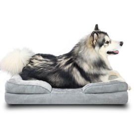 yannayeri 42×32 inch Orthopedic Dog Bed Memory Foam Orthopedic Bed Memory Foam Washable Waterproof Dog Bed with Removable Cover and Nonskip Bottom for X-Large Dogs （Grey）
