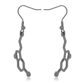 Serotonin Molecule Stainless Steel Dangle Earrings (Steel)