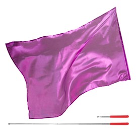Worship Flag with Scalable Rod, 45" Rectangular Polyester Flag for Dance Outdoor Practice Performance, Praise Dance Flags, Church Flags, Flex Divine Banner (Purple)