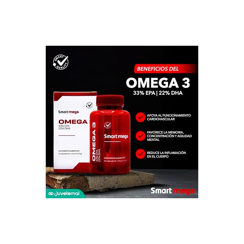Smart Mega OMEGA 3 con 33 EPA y 22 DHA,