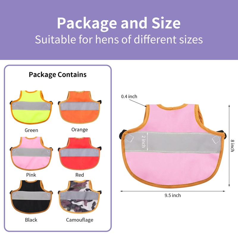 Vehipa 6 Pcs Reflective Chicken Harness Hen Saddle Apron Adjustable