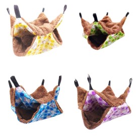 Fukufuku Luxurious Pet Hamster Hammock for Soft Small Animals, Sleeping Bag for Birds, Warm Nest, Double Layer Coral Fleece Parakeet, Hamster, Playground, Hanging Hardware Included (1 Piece, Color