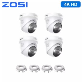 ZOSI 4PK 4K PoE Security Camera AI Human Vehicle Detect Night Vision Audio NVR