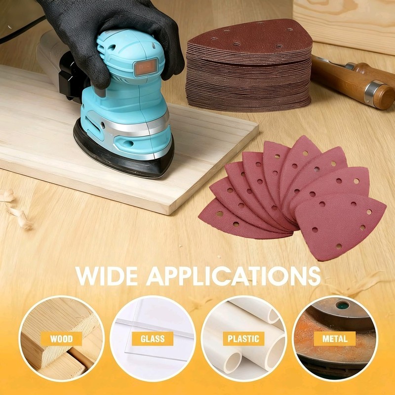 100 PCS Mouse Detail Sander Sandpaper 6 Holes, 80 Grit