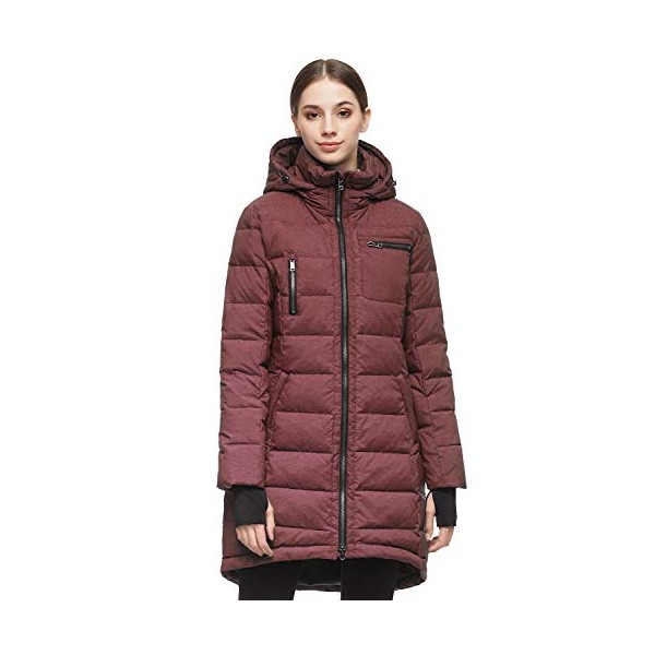 Orolay Women's Down Jacket Coat Mid-Length WineRed L