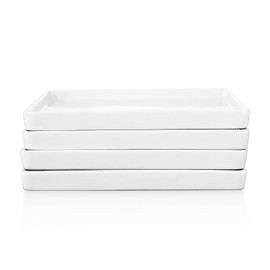 Stone Lain Grace Stoneware Appetizer Plate Set, Includes 4 Plates, White