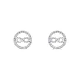 s.Oliver 2032570 Women's Stud Earrings 925 Sterling Silver with Synthetic Zirconia 1 cm Silver Infinity Comes in Jewellery Gift Box, Silver, Cubic Zirconia