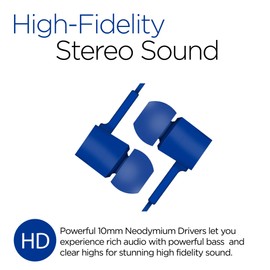 HyperGear in-Ear Wired Earphones with Mic Noise Isolating Fit Earbuds with 3.5mm Aux Jack for Computers, Laptops Tablets, Cell Phones & More [Blue]