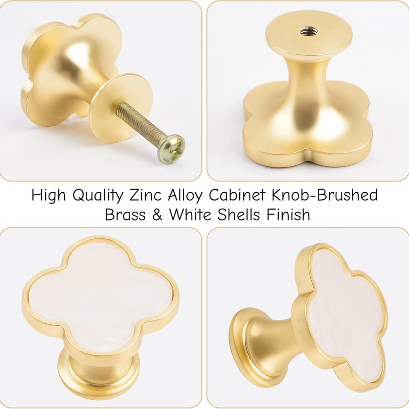 Xinghonyac 8 Pcs Clover Four-Leaf Cabinet Knobs, Cabinet Drawer Pulls