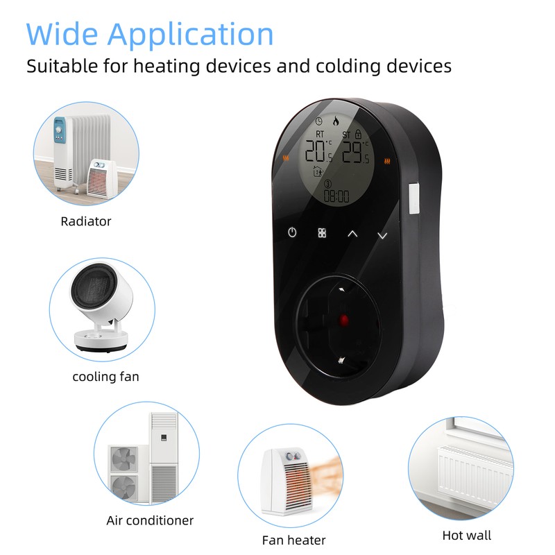 WiFi Digital Thermostat Outlet Plug 16A Outlet Tuya App Voice