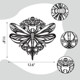 Rajukit Elegant Dragonfly Wall Art–Metal Dragonfly Wall Decor with Floral Accents–Premium Dragonfly Decor for Indoor & Outdoor Spaces