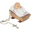 Precious Moments Baby in Cradle Baptism Rosary Box with White