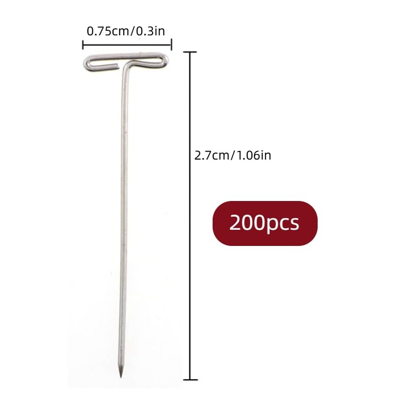 200 Pcs T Pins, Stainless Steel T Pins with Plastic