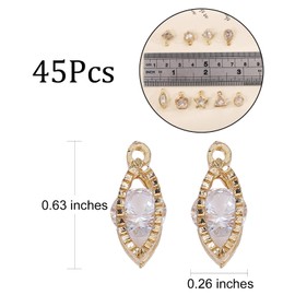 COGCHARGER 45Pcs Alloy Cubic Zirconia Charms Rhinestone Crystal Charms Pendants Star Heart Teardrop Charms for DIY Jewelry Bracelets Necklace Earrings Craft Making