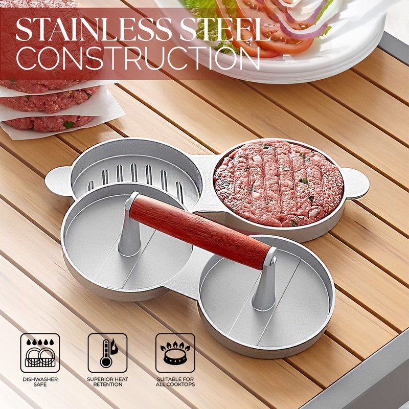 Alpine Cuisine Burger Press with Wood Handle, Hamburger Press Patty