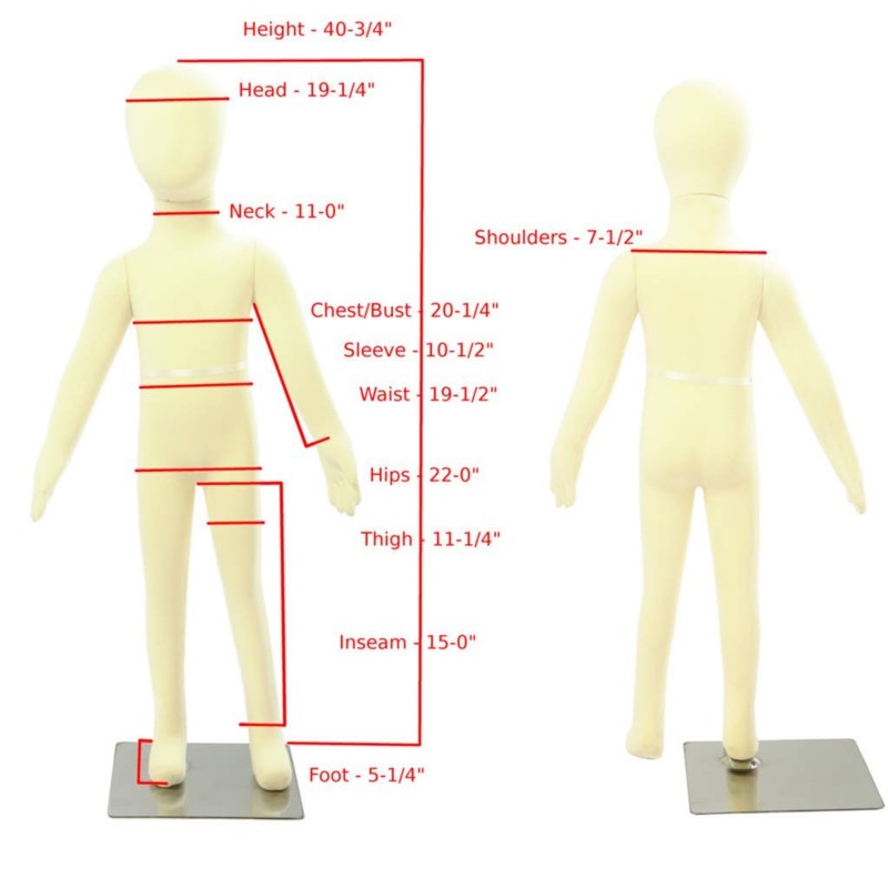 Abstract Standing Unisex Child Mannequin + Base (R-06) (2 in