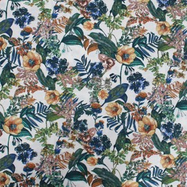 VmG-Store 1 m Cotton Fabric for Sewing, 100% Cotton Sewing Fabric, No Sold by the Metre, Children's Fabric (Palm Leaves Tropical Bb037)