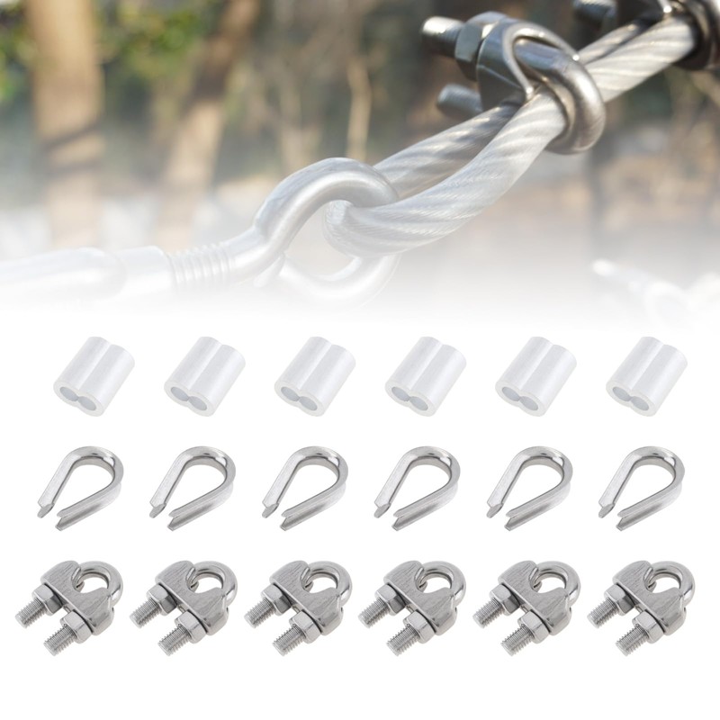 PNXKTXO 6pcs M5 Wire Rope Cable Clip Clamp 3/16", 6pcs