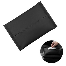 PAVIKE Car Tissue Case, Hanging Car Tissue Holder, Black, PU Tissue Organizer, Thin and Light, Velcro Closure, Easy to Use, Pull and Stylish, Car Storage Tissue Case, Car Accessories (Approx. 10.2 x