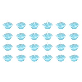 Mega Candles 24 pcs Unscented Rose Petals Flower Light Blue Floating Candles, Hand Poured Wax Candle 1.5 Inch Diameter, Home Décor, Wedding Centerpieces, Baby Showers, Birthdays, Meditations, Spas