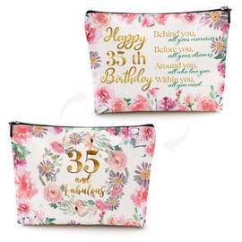 35th Birthday Gifts for Women Cosmetic Bag Positive Best Gifts for 35 Year Old Woman Makeup Bag Turning 35 Birthday Party Favors Friendship Gifts for Mother Mama Sister Coworkers BFF Toiletry Bag