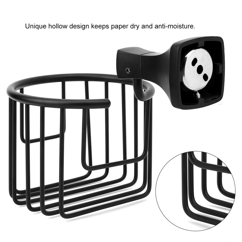 Space Aluminum Wall Mounted Toilet Paper Holder Basket Tissue Organizer