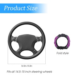 Bling Steering Wheel Cover, Universal 15 Inch Soft PU Leather with Colorful Rhinestones, Crystal Diamond Elastic Steering Wheel Protector, Sparkly Auto Accessories for Women Girl (Purple1)