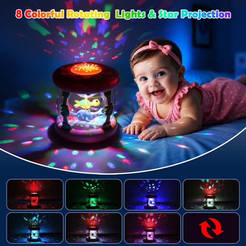 Baby Girl Toys 0-6 Months: Ocean Rotating Projector Musical Light