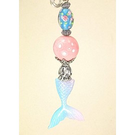 Two-Tone Glittery Gold and Red Mermaid Tail and Glass Ceiling Fan Pull