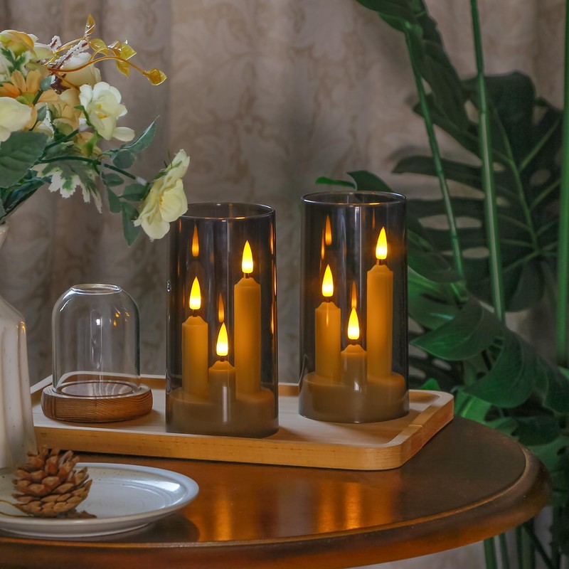 Zevanor 3 in 1 Flameless Taper Short Candles with 10