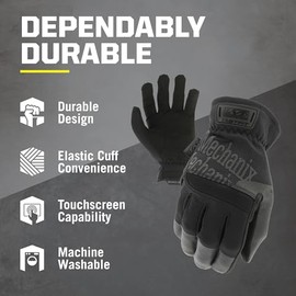 Mechanix Wear: FastFit - Guantes tácticos con puño elástico para un ajuste seguro, guantes de trabajo con agarre flexible para múltiples usos, guantes de seguridad duraderos con visualización táctil para hombres (negro, S)