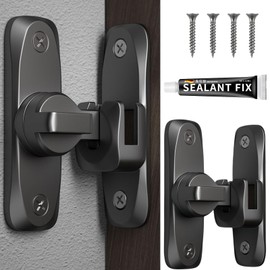 ZHIGOU Flip Door Lock, Zinc Alloy Right Angle Barn Door Hasp Door Lock, Sliding Door Lock for Barn, Garden, Bathroom, Wine Cabinet Closet, Home Security (Black)